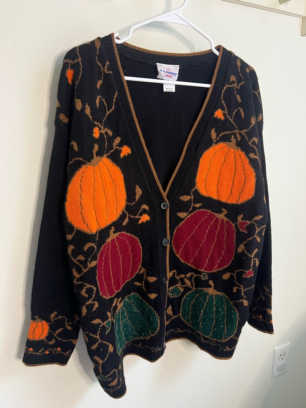 Vintage JJ Poole Autumn Pumpkin Knit Cardigan Sweater